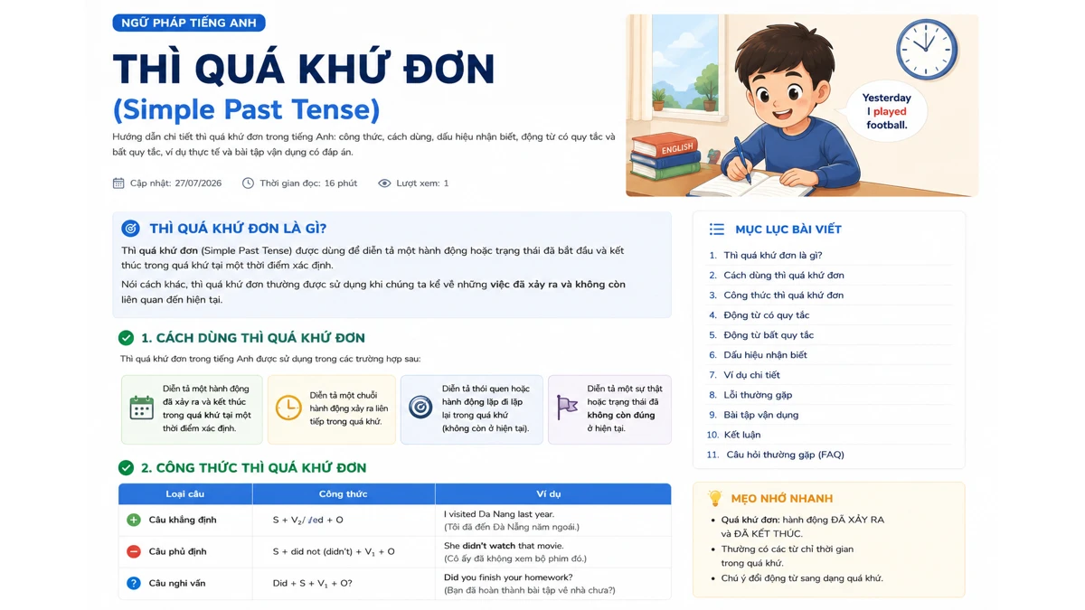 Thì quá khứ đơn Simple Past Tense