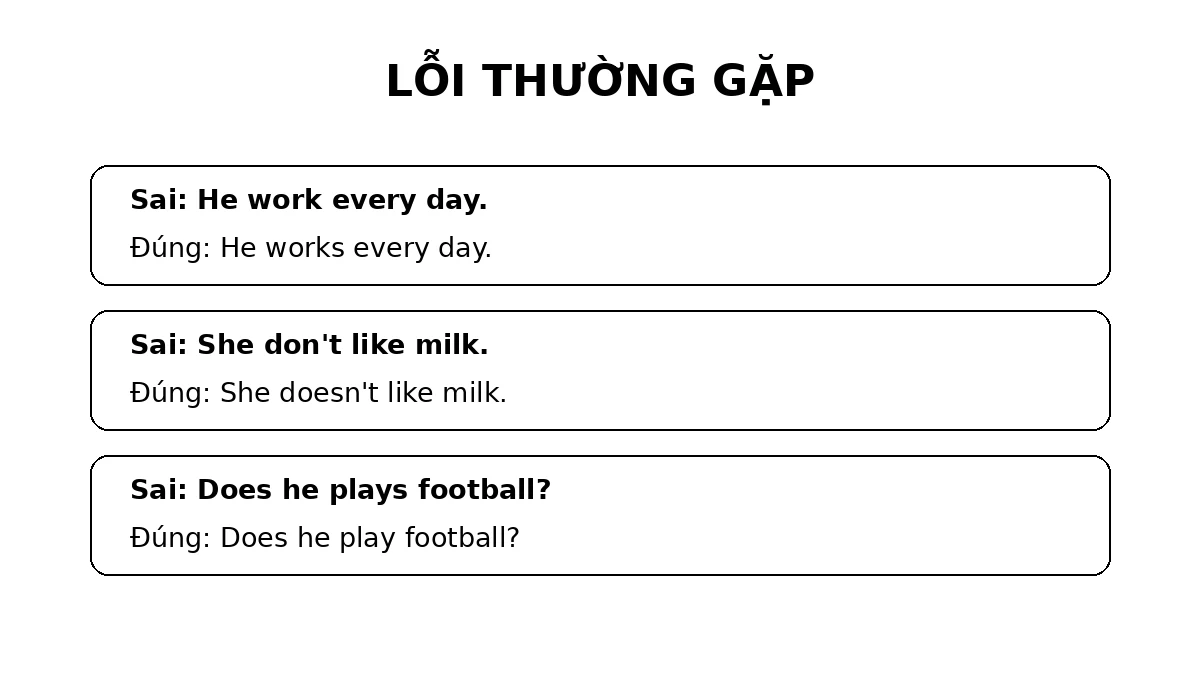Các lỗi thường gặp khi dùng thì hiện tại đơn